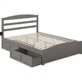 Warren Queen Bed with Footboard & 2 Drawers in Grey Finish