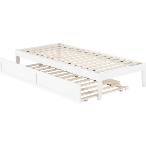 Colorado Twin Extra Long Bed with USB Turbo Charger & Trundle in White