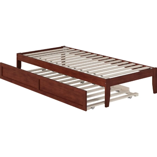 Colorado Twin Extra Long Bed with USB Turbo Charger & Trundle in Walnut