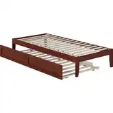 Colorado Twin Extra Long Bed with USB Turbo Charger & Trundle in Walnut