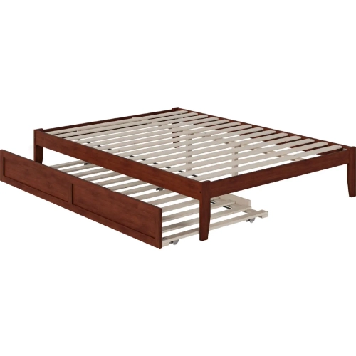 Colorado Queen Bed with USB Turbo Charger & Twin Extra Long Trundle in Walnut