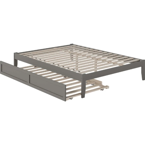 Colorado Queen Bed with USB Turbo Charger & Twin Extra Long Trundle in Grey