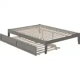 Colorado Queen Bed with USB Turbo Charger & Twin Extra Long Trundle in Grey