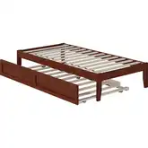 Colorado Twin Bed with USB Turbo Charger & Twin Trundle in Walnut