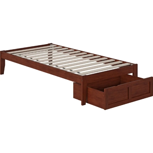 Colorado Twin Bed with Foot Drawer & USB Turbo Charger in Walnut
