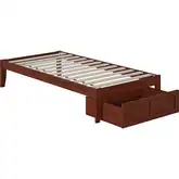 Colorado Twin Bed with Foot Drawer & USB Turbo Charger in Walnut