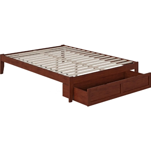 Colorado Queen Bed with Foot Drawer & USB Turbo Charger in Walnut