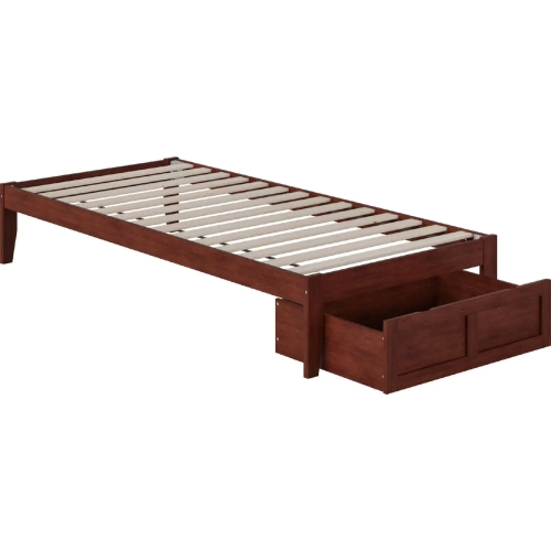 Colorado Twin Extra Long Bed with Foot Drawer & USB Turbo Charger in Walnut