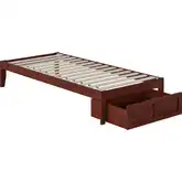 Colorado Twin Extra Long Bed with Foot Drawer & USB Turbo Charger in Walnut