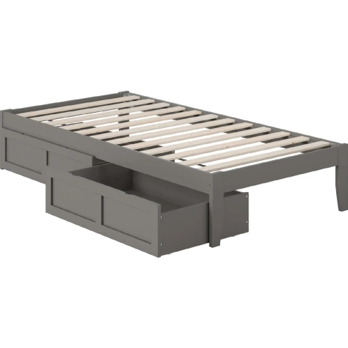Colorado Twin Bed with USB Turbo Charger & 2 Drawers in Grey