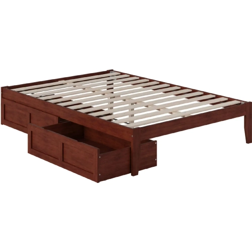 Colorado Full Bed with USB Turbo Charger & 2 Drawers in Walnut