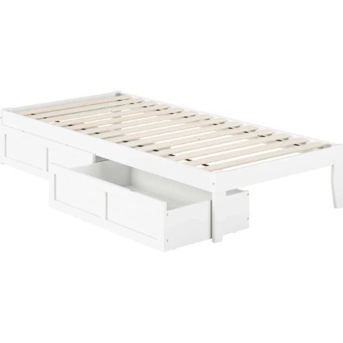 Colorado Twin Extra Long Bed with USB Turbo Charger & 2 Extra Long Drawers in White