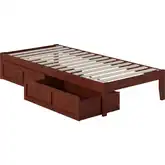 Colorado Twin Extra Long Bed with USB Turbo Charger & 2 Extra Long Drawers in Walnut