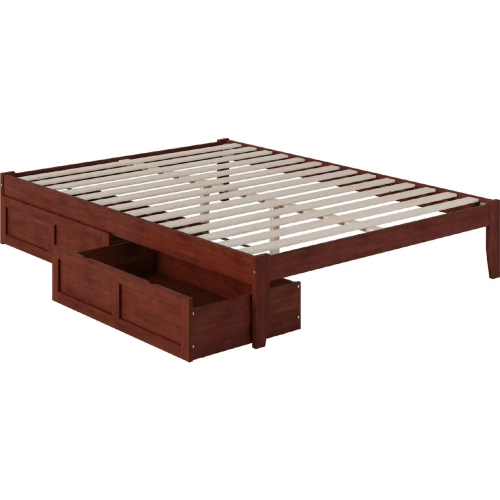 Colorado Queen Bed with USB Turbo Charger & 2 Extra Long Drawers in Walnut