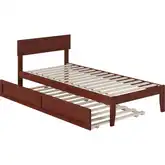 Boston Twin Extra Long Bed with Twin Extra Long Trundle in Walnut