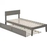 Boston Twin Extra Long Bed with Twin Extra Long Trundle in Grey