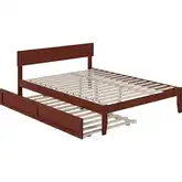Boston Queen Bed with Twin XL Trundle in Walnut Finish