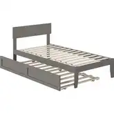 Boston Twin Bed with Twin Trundle in Grey