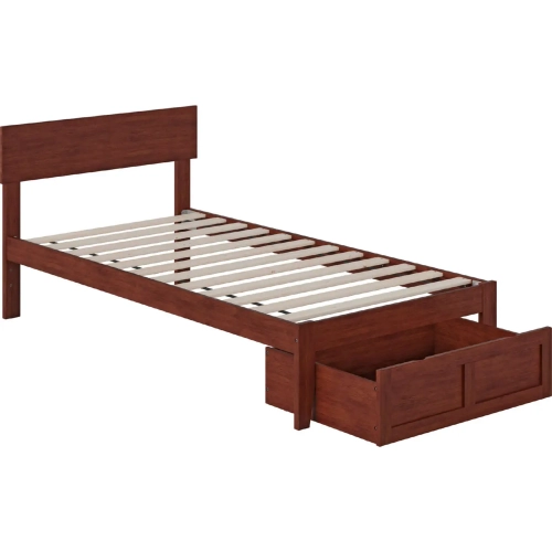 Boston Twin Bed with Foot Drawer in Walnut