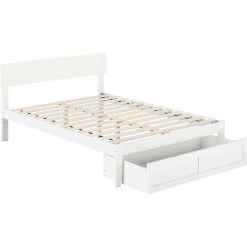 Boston Full Bed with Foot Drawer in White