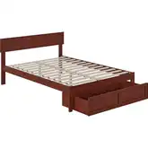 Boston Full Bed with Foot Drawer in Walnut