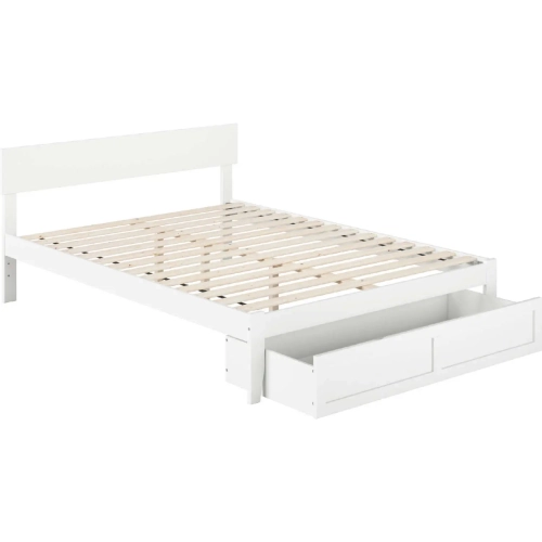 Boston Queen Bed with Foot Drawer in White