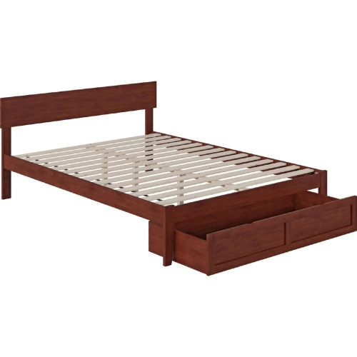 Boston Queen Bed with Foot Drawer in Walnut