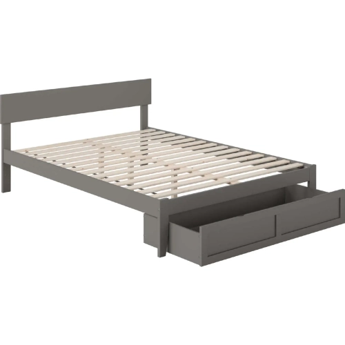 Boston Queen Bed with Foot Drawer in Grey