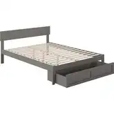 Boston Queen Bed with Foot Drawer in Grey