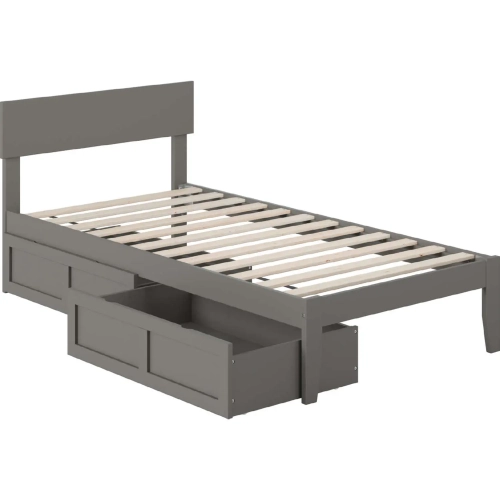 Boston Twin Bed with 2 Drawers in Grey