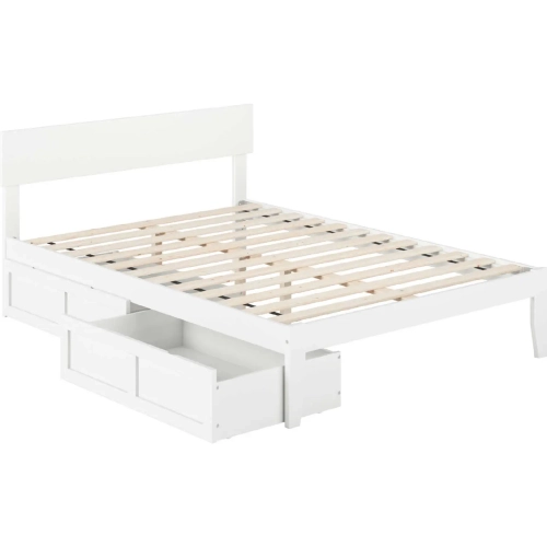 Boston Full Bed with 2 Drawers in White