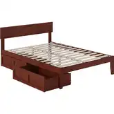 Boston Full Bed with 2 Drawers in Walnut