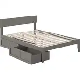Boston Full Bed with 2 Drawers in Grey