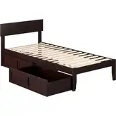 Boston Twin XL Bed with 2 Drawers in Espresso