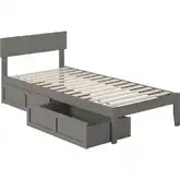 Boston Twin Extra Long Bed with 2 Extra Long Drawers in Grey