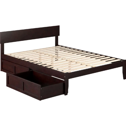 Boston Queen Bed with 2 Drawers in Espresso