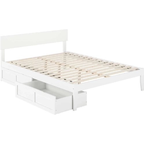 Boston Queen Bed with 2 Extra Long Drawers in White