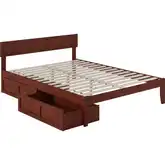 Boston Queen Bed with 2 Extra Long Drawers in Walnut