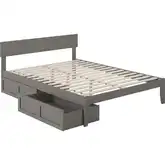 Boston Queen Bed with 2 Extra Long Drawers in Grey