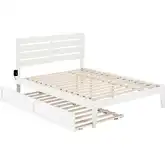 Oxford Queen Bed with USB Turbo Charger & Twin Extra Long Trundle in White