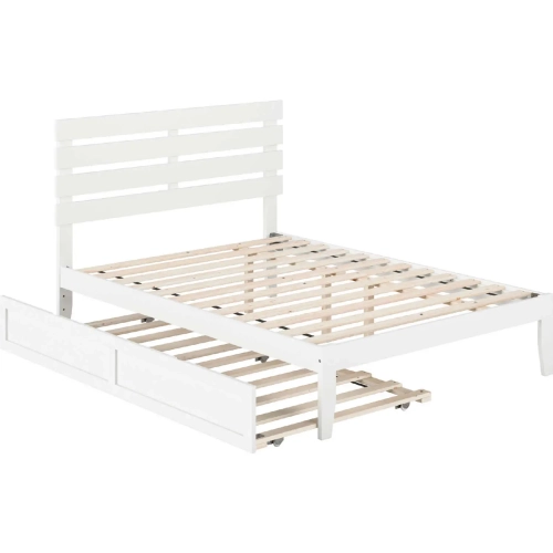 Oxford Full Bed with USB Turbo Charger & Twin Trundle in White