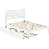 Oxford Full Bed with USB Turbo Charger & Twin Trundle in White