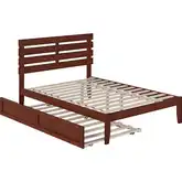 Oxford Full Bed with USB Turbo Charger & Twin Trundle in Walnut