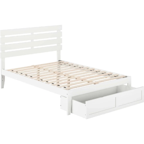 Oxford Full Bed with Foot Drawer & USB Turbo Charger in White
