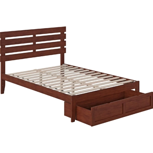 Oxford Full Bed with Foot Drawer & USB Turbo Charger in Walnut