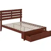 Oxford Full Bed with Foot Drawer & USB Turbo Charger in Walnut