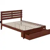 Oxford Queen Bed with Foot Drawer & USB Turbo Charger in Walnut