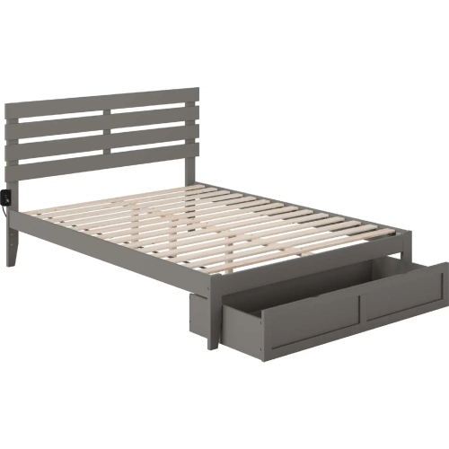 Oxford Queen Bed with Foot Drawer & USB Turbo Charger in Grey