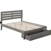 Oxford Queen Bed with Foot Drawer & USB Turbo Charger in Grey