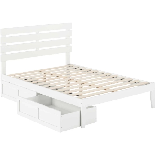 Oxford Full Bed with USB Turbo Charger & 2 Drawers in White